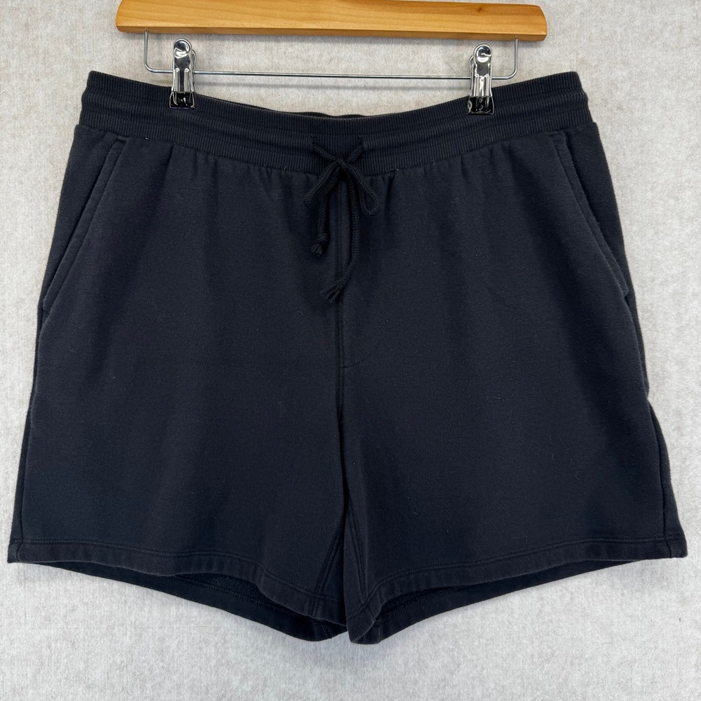 Womens Size M Mid Rise Black Fleece Drawstring Active Shorts